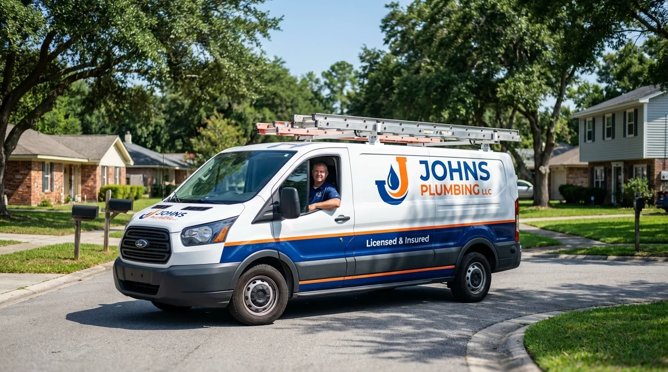 Johns Plumbing LLC service van in Roseland, LA