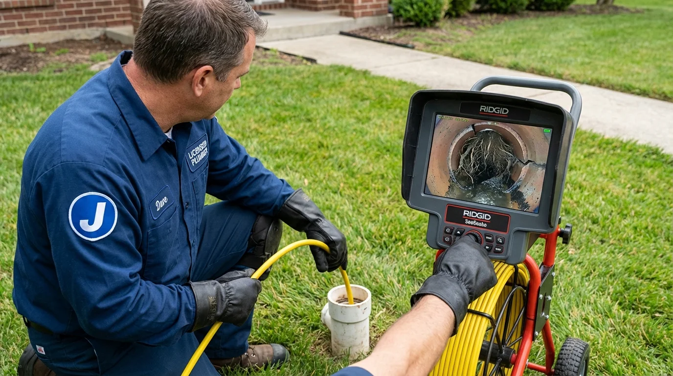 Sewer camera inspection being performed by Johns Plumbing LLC in Roseland