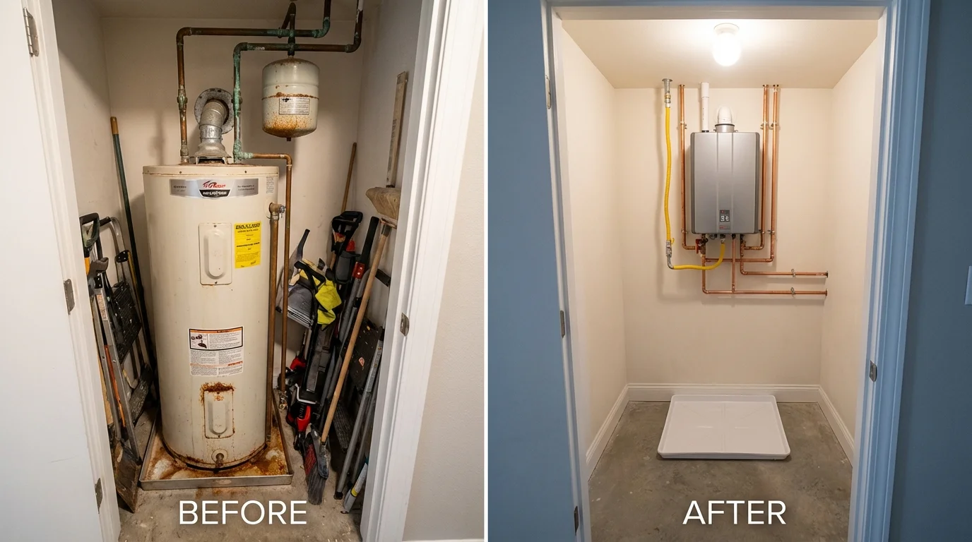 Tank water heater versus wall-mounted tankless unit comparison for Roseland, LA homeowners